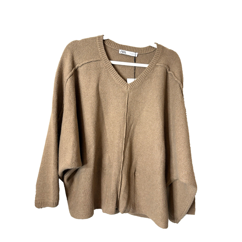 ZARA Women’s Cotton Polyamide Blend| Long Sleeve Tan | Size S New With Tags READ
